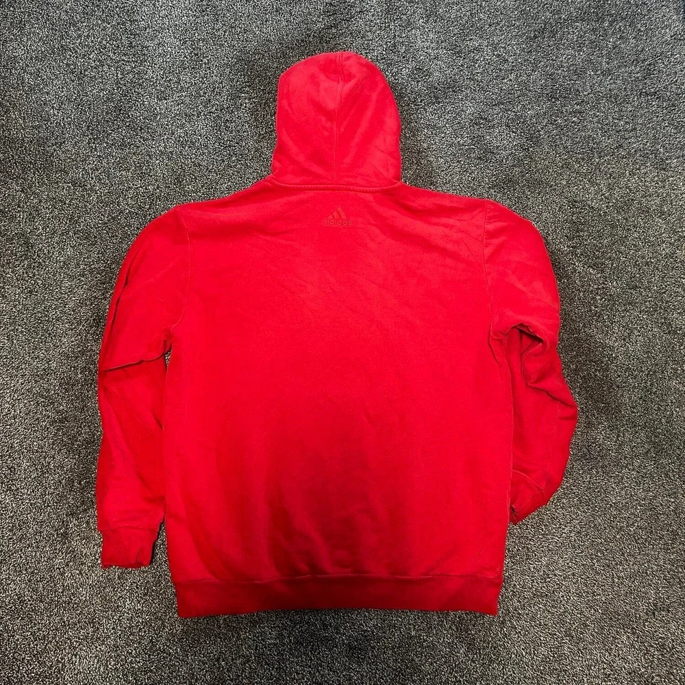 Adidas Hoodie Mens Large Red Excellent Big Logo Pullover Sweatshirt
